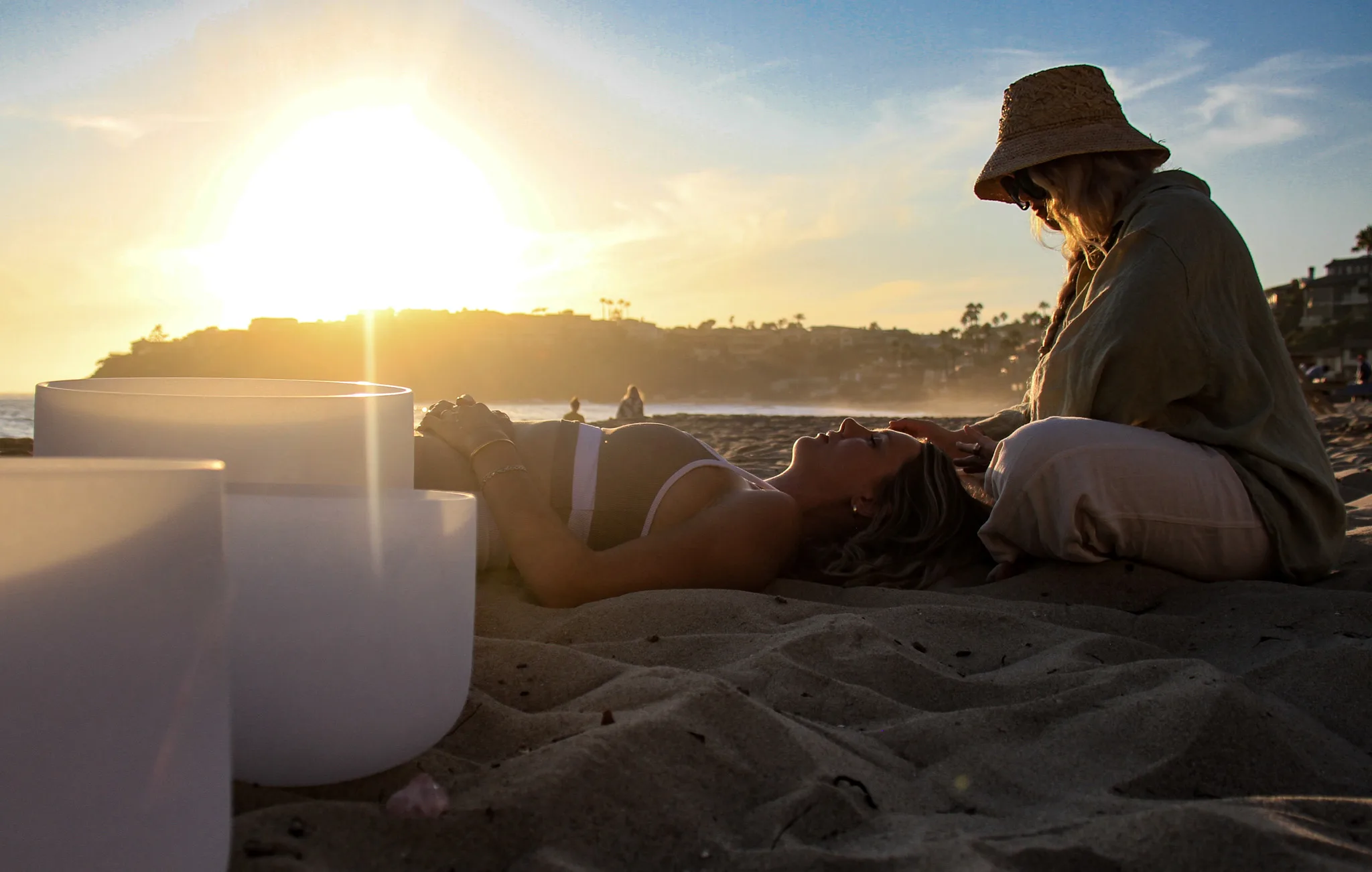 Wellness session at sunset